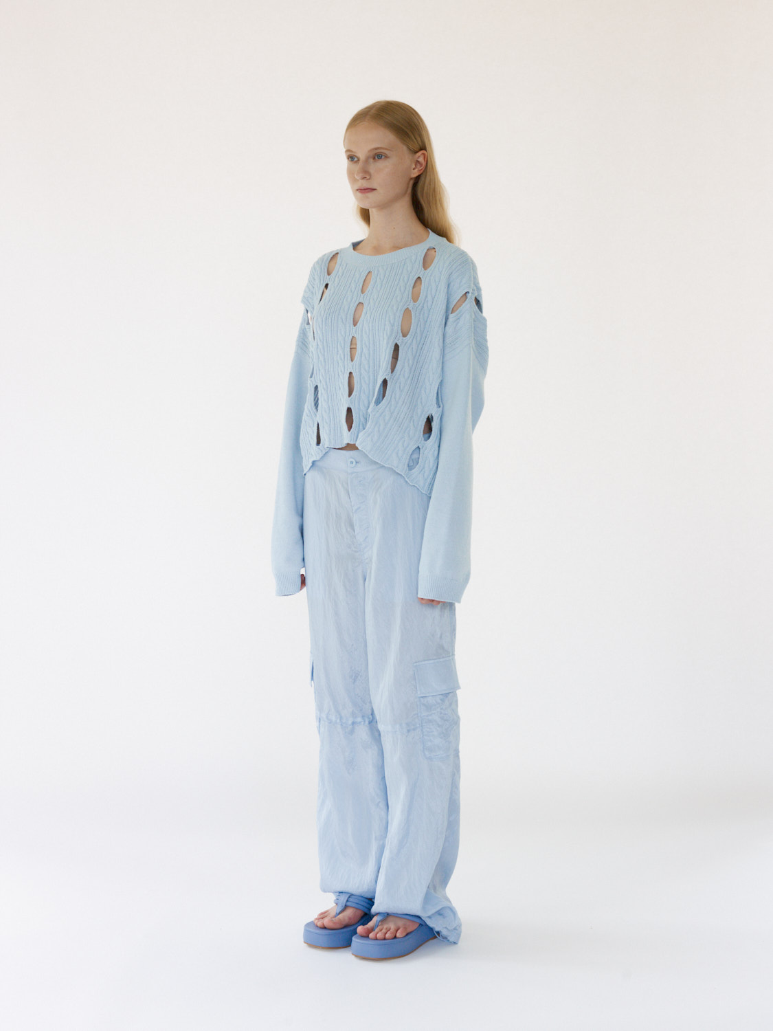 Joy Cut-Out Pullover - Baby Blue