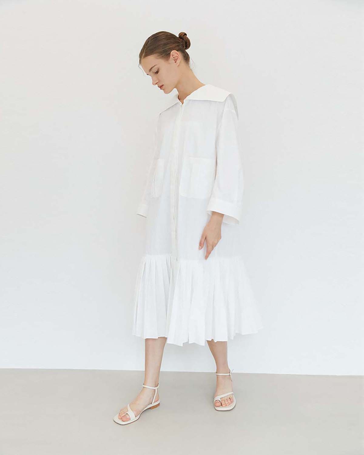 Ria Pleats Dress - Off White